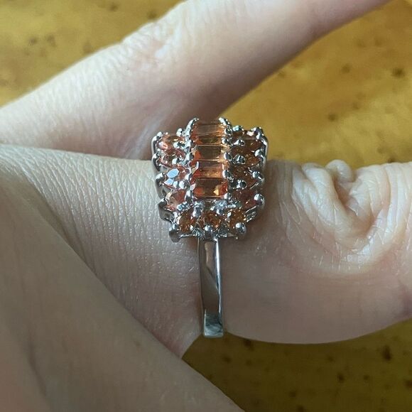 Natural Orange Sapphire Sterling Silver Ring Size 6 - Picture 3 of 9